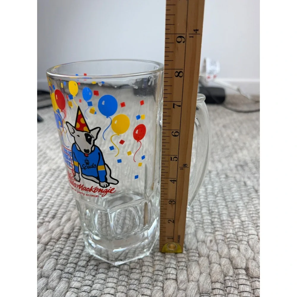 Bud Light Beer Mug Unisex OS Spuds MacKenzie 1987 Vintage Party Animal Glass 8